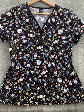 Tokidoki By Koi Scrub Top Womens Small Black Candy Christina Characters Medical